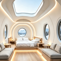 Maison Capsule Préfabriquée en Acier, Cabine Circulaire Moderne de Luxe, Hôtel Modulaire Respirant, Bâtiment d'Hébergement