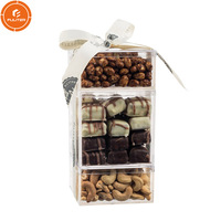 Tour de cadeaux en chocolat et en noix de qualité supérieure - Boîte à noix en acrylique transparente en 3 parties