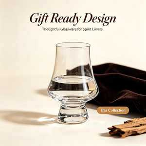 Verre à whisky en cristal personnalisé, style tulipe classique, base lourde, capacité de 6,76 oz, idéal pour les bars et les hôtels - Product Image 1