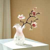 Moderne Minimalistische Wasserwellen-Glasvase, Transparente Handgeblasene Blumenvase für Wohnzimmer-Dekoration & Heimdekoration