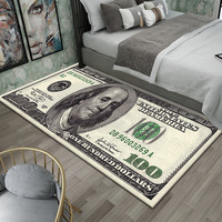 Tapis de chevet créatif en velours imprimé motif dollar, antidérapant, résistant à l'usure, doux, coussin de fenêtre, coussin de canapé