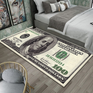 Alfombra de Terciopelo de Cristal Creativa con Estampado de Signo de Dólar, Antideslizante, Resistente al Desgaste, Suave, para el Dormitorio, Cojín para Ventana, Cojín para Sofá - Product Image 1