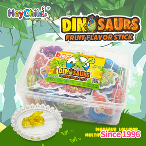 Sucettes Gélifiées en Gros Personnalisées Marque Privée Dinosaures Amusants Dessins Animés Fruitées Bâtonnets à Mâcher Colorés Collation Adaptée aux Enfants Sans - Product Image 2