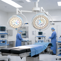 Lampu Bedah LED Tanpa Bayangan Kepala Ganda 160000 Lux 4000-6500K Cahaya Dingin yang Dapat Disesuaikan untuk Ruang Operasi Klinik Bedah