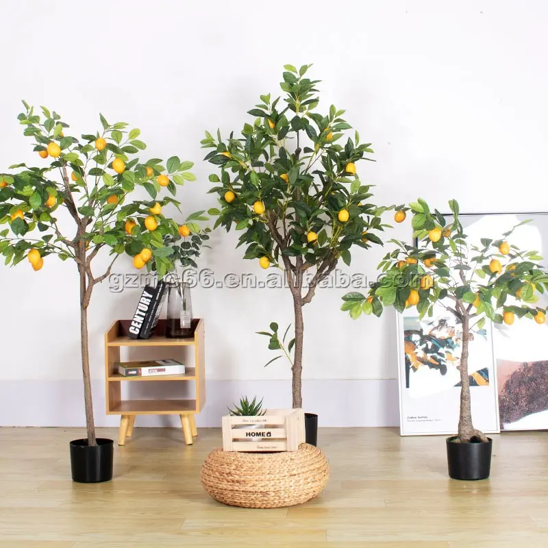 Arbre de vie artificiel en pot, fausses plantes oranges, arbres de citron pour décoration d'intérieur