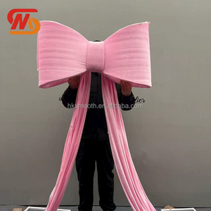 SMOOTH Velvet Pink Giant Bow Silk Bow Knot Hand Made Fabric Bows <b>Backdrop</b> for Wedding Decoration - Product Image 3