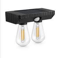 Lampes solaires d'extérieur à double filament, détecteur de mouvement, étanches, à fixer au mur, pour jardin, véranda, patio, clôture, décor LED chaud