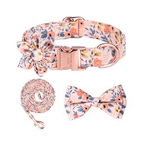 <span class=keywords><strong>Collar</strong></span> de perro de algodón puro ajustable y conjunto de correa con pajarita cómodo <span class=keywords><strong>collar</strong></span> de cachorro para perros pequeños y medianos - Product Image 1