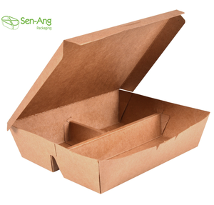 Boîtes d'aliments à emporter biodégradables kraft écologiques personnalisés emballage alimentaire boîte à lunch en papier kraft à plusieurs compartiments - Product Image 1