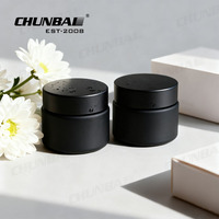 Contenants en verre pour crème cosmétique pour le visage et le corps, 2 oz 250g, noir mat, couvercles en bois, couleurs personnalisables, OEM/ODM disponible