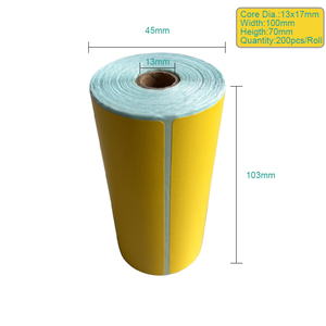 Etiquetas Térmicas Directas Personalizadas en Rollo 100x70mm Amarillas Adhesivas Sensibles al Calor para Códigos de Barras, Papel Térmico Portátil <span class=keywords><strong>Dymo</strong></span> para Logística - Product Image 2