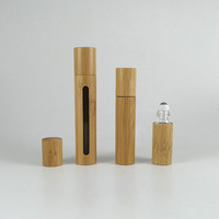 Botol Roll On Minyak Esensial 10 ml, 15ml, 5ml, Botol Roll On Kaca Transparan Dengan Tutup Bambu