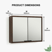 Armoire de salle de bain murale traditionnelle en bambou avec 2 portes battantes, étagères de rangement écologiques et peu encombrantes
