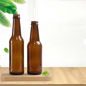 250ml 275ml 330ml 500ml <span class=keywords><strong>Botella</strong></span> de vidrio de cerveza de cuello largo <span class=keywords><strong>azul</strong></span> verde ámbar transparente con tapa de corona personalizada - Product Image 4