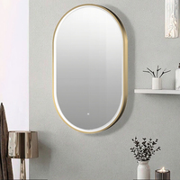 Miroir de salle de bain minimaliste LED anti-buée IP44 moderne, mural, ovale, éclairé