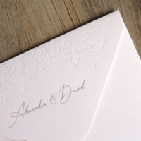 Suite d'invitations de mariage en papier épais à motif floral gaufré personnalisé, carte d'invitation à fleurs avec enveloppe pour mariage et baptême