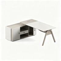 Bureau de direction moderne en forme de L, gris et blanc, table de bureau pour PDG, poste de travail pour manager, mobilier de bureau pour salle de direction