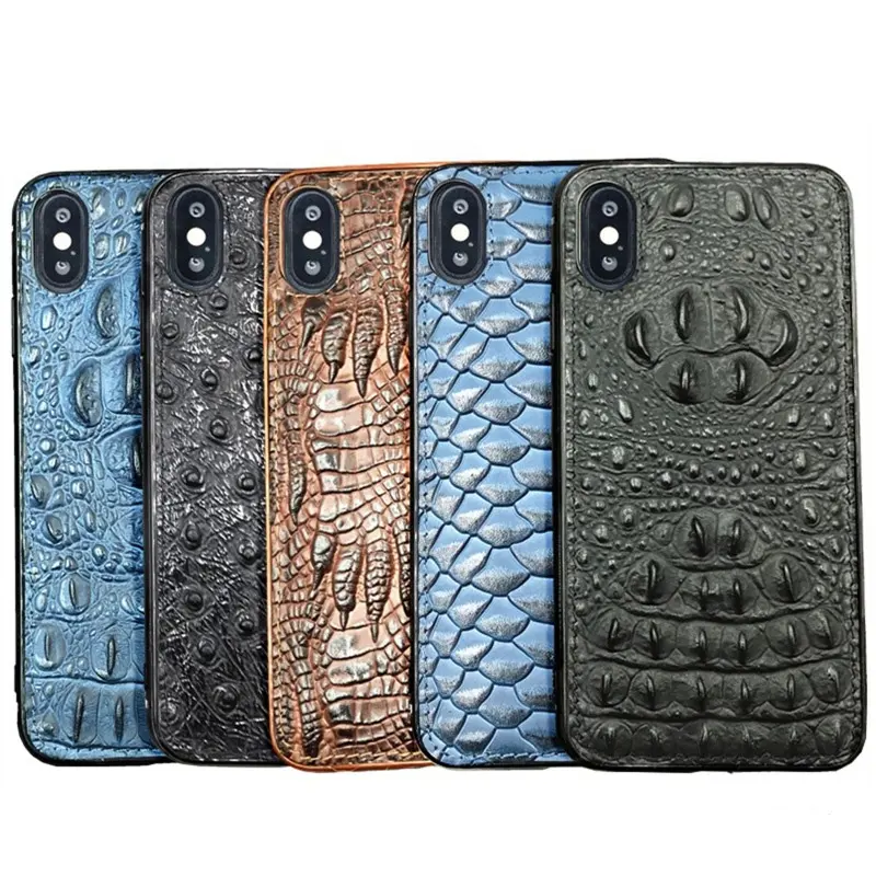 Factory direct sell Fashion Real Leather Snake Crocodile Cell Phone Case for iphone