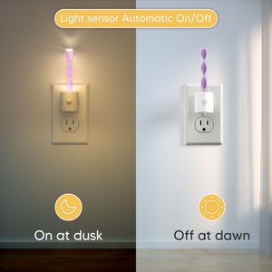 Veilleuse LED à brancher avec détecteur de mouvement et capteur de lumière, blanc chaud 2700K, lampe de nuit à économie d'énergie 0,5W pour chambre et salle de bain - Product Image 4