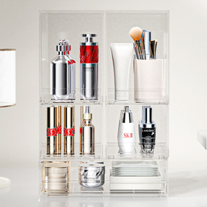 Clear Cosmetic Storage <b>Box</b> With Drawers 2.1L 3.5L 4.8L 14.4L Desktop Organizer For Skincare <b>Makeup</b> Products - Product Image 4