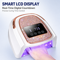 Lampu Kuku LED UV Chrome Rose Gold Dengan Panel Kristal Rhinestone Layar LCD Pintar Penghitung Waktu Mundur Real Time 3 Pengaturan Timer