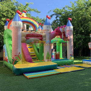 Castillo inflable comercial para fiestas infantiles, combo de brincolines con tobogán, estilo país de las maravillas. - Product Image 3