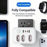 Regleta de Enchufes en Línea Estándar Brasileña SUZHERM con 3 Tomas de CA, 2 Puertos USB, 2 Puertos Tipo-C, Interruptor Principal y Protección contra Sobrecarga