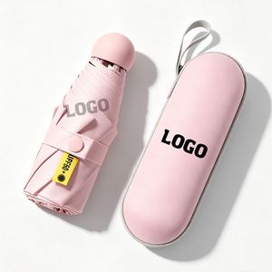 Parapluies de poche compacts à 5 plis avec protection UV, personnalisables pour la promotion d'entreprise, mini-parapluie avec étui - Product Image 1