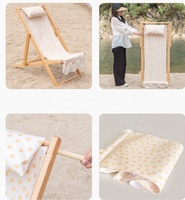 HE-1295, Manufacture de haute qualité en plein air jardin en bois massif chaise de plage pliante chaise longue Patio Camping chaises avec glands