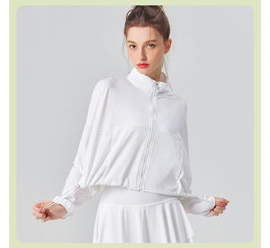 مخصص للنساء UPF50 + الحماية من الشمس فوق البنفسجية سترة طويلة الأكمام و Skorts مع شورت مدمج 2-طقم رياضي ملابس مخلل - Product Image 3