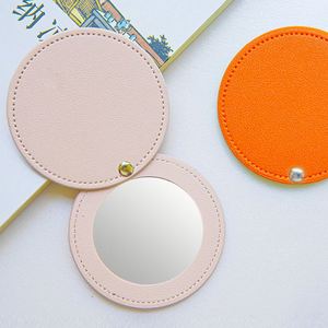 CustomMini PU Leather Stainless Steel Portable Pocket Travel <b>Makeup</b> Compact Cosmetic Wedding <b>Mirror</b> Gifts for Women - Product Image 2
