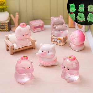 Ciondoli in Resina a Forma di Maialino Peach dei Cartoni Animati, <span class=keywords><strong>Casa</strong></span> delle Bambole Rosa Luminosa - Product Image 1
