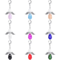 Breloques à clip en perles de verre, breloques ailes d'ange gardien, breloques ailes d'ange avec fermoir à homard pour bracelet, collier, tirette de fermeture éclair, porte-clés