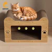 Grande maison pour chat en carton écologique confortable avec griffoirs intégrés |   Jouet grattoir pour chat d'intérieur Fun Hideaway Bed