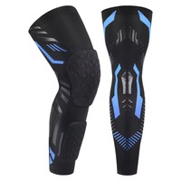 Genouillère ergonomique respirante à jambe longue avec coussinets alvéolés, doubles bandes antidérapantes en silicone, protection complète en polyester