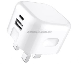 New Arrival Folding UK 20W USB C Fast Charger QC3.0 Dual Port Travel Wall Charger for IPhone13 14 15 Android <b>Charging</b> <b>Block</b> - Product Image 2