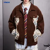 Vestes pour hommes LAYENNE, veste bomber en velours côtelé vintage japonaise pour hommes, veste varsity à motifs ethniques patchwork pour femmes, unisexe
