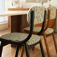 Chaise de salle à manger en bois massif rembourrée, design nordique français, style rétro du milieu du siècle, dossier en bois de frêne haut de gamme