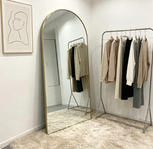 Heavenly <b>Mirror</b> Arched Full Length 4mm Thick Acrylic Aluminum Alloy Frame Freestanding Wall Mounted Decorative Entryway <b>Mirror</b> - Product Image 6
