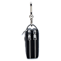 Porte-clés en cuir véritable pour homme avec blocage RFID, fermeture éclair, personnalisable avec logo, idéal pour les voyages