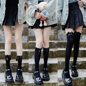 Knee High <b>Socks</b> With Bow Women Cotton Breathable Solid Color Over The Knee <b>Socks</b> For Lolita Style Japanese JK Fashion - Product Image 2
