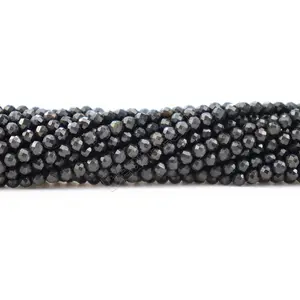 Natürlicher 64 facettierter schwarzer Turmalin 2mm 3mm 4mm 6mm lose Edelstein perlen für die Herstellung von Halsketten schmuck