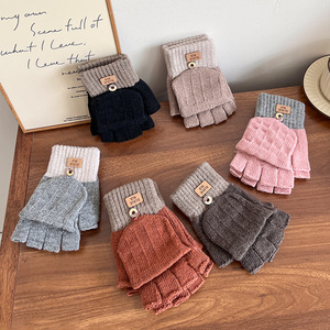 Half-Finger <b>Touchscreen</b> <b>Gloves</b> Woolen Fleece-Lined Warm Winter <b>Gloves</b> For Students Writing Sports Shopping Home Commuting - Product Image 2