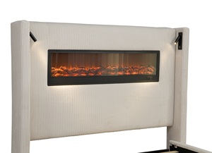 ויבלוט קינג יוקרתי בז 'קטיפה/קווין פלטפורמה עם קמין חשמלי מובנה הוביל אורות קריאה ואחסון - Product Image 6