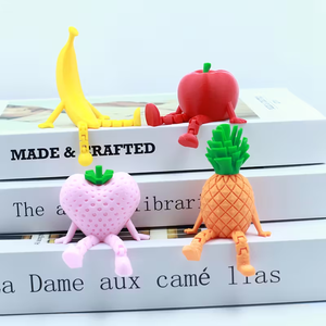 Ornement de fruits imprimés en 3D, lot de 4 statues créatives, décoration de rêve aux fruits articulés, idéal pour la décoration de chambre - Product Image 3