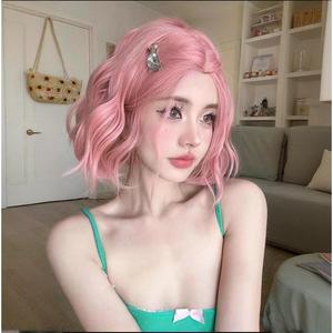 Peluca corta y rizada de color rosa con línea de cabello natural, cobertura completa de la cabeza, fibra Kanekalon, cabello sintético para estilo Harajuku Lolita - Product Image 5
