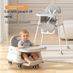 <span class=keywords><strong>Chaise</strong></span> haute bébé Smartcare 4-en-1 convertible en trottinette avec roues, siège d'alimentation pliable avec harnais 5 points pour 0-3 ans - Product Image 2
