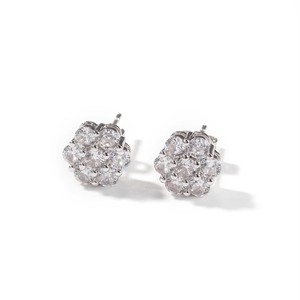 Orecchino scintillante a grappolo a grappolo in cristallo Uwin con 7 poli cubici di zirconi con fiore moda <span class=keywords><strong>vendita</strong></span> calda donna uomo orecchini <span class=keywords><strong>gioielli</strong></span> - Product Image 2