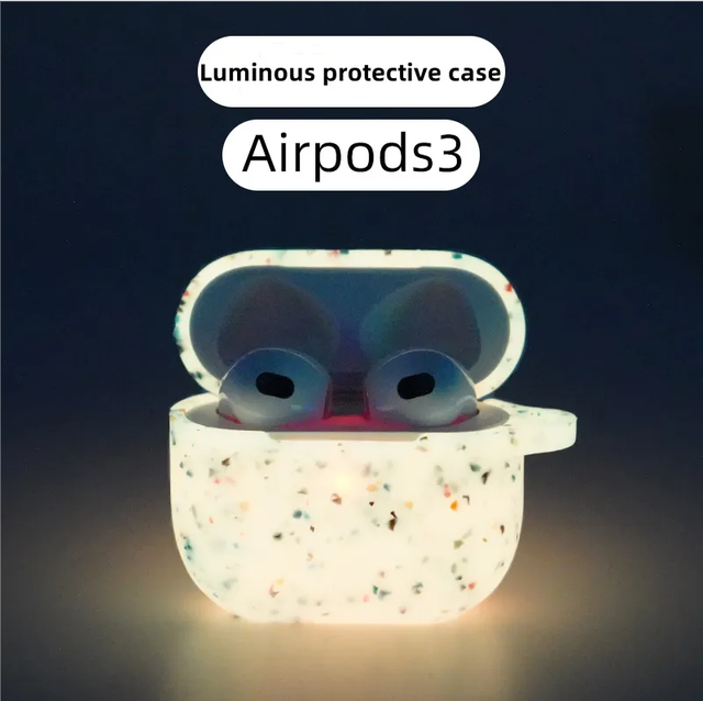 Luminous Soft Silicone Protective Cover for AirPods Pro 2 Cute Tpu Anti-Lost Charging Case Box With Key Chain for AirPods 3