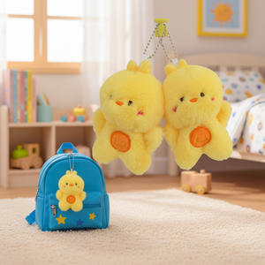 Portachiavi in peluche a forma di simpatica anatra gialla, 10 cm, morbido giocattolo a forma di animale dei cartoni animati per bambini e regali - Product Image 3